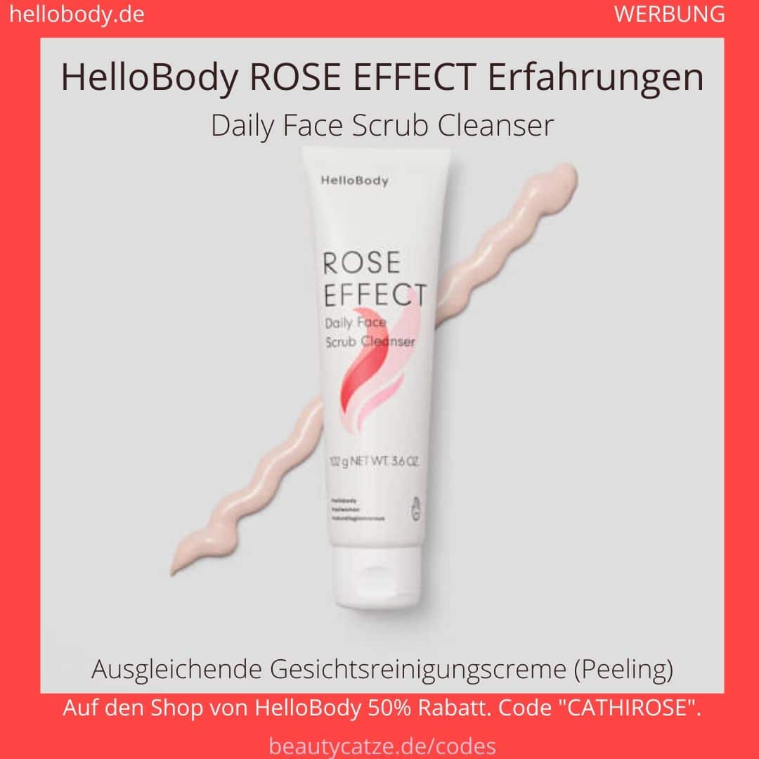 HelloBody ROSE EFFECT Erfahrungen – Peeling für fettige Haut bei Pickeln und Hautunreinheiten (Werbung) Das Rose Effect - Daily Face Scrub Cleanser - ist ein sehr sanftes Peeling, eine Art Peelingcreme, die durch ihre Wirkstoffe, die Haut mattiert und perfekt für fettige Haut geeignet ist, die zu Hautunreinheiten und Pickeln neigt. In dem Erfahrungsbericht gehe ich auf meine Erfahrungen mit dem Peeling ein.