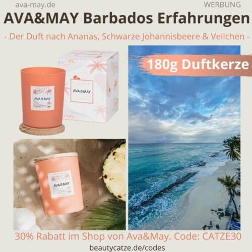 ERFAHRUNGEN BARBADOS AVA&MAY 180g Duftkerze Geruch Barbados Caribbean