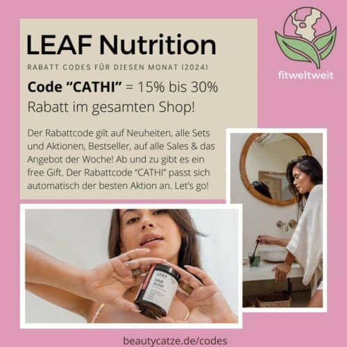LEAF Nutrition Rabatt Gutschein Code Leaf Nutrition Supplements und Longevity Produkte mit Rabattcode, Gutscheincode, Coupon Code, Influencer Code, Codes 2026 mit 15%, 30% und 50% Rabatt