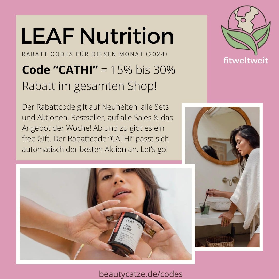 LEAF Nutrition Rabatt Gutschein Code Leaf Nutrition Supplements und Longevity Produkte mit Rabattcode, Gutscheincode, Coupon Code, Influencer Code, Codes 2026 mit 15%, 30% und 50% Rabatt