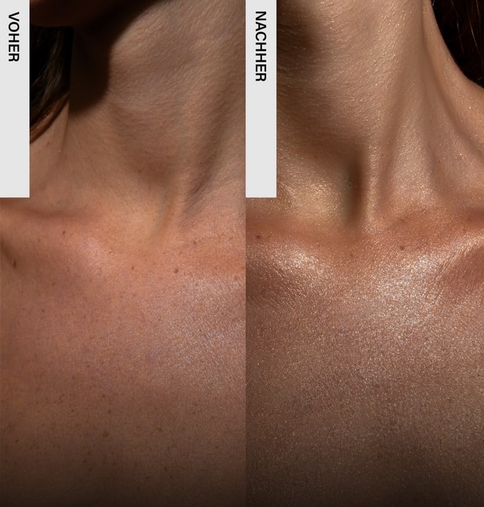 VORHER NACHHER Décolleté Glow Serum Test Rosental Organics im