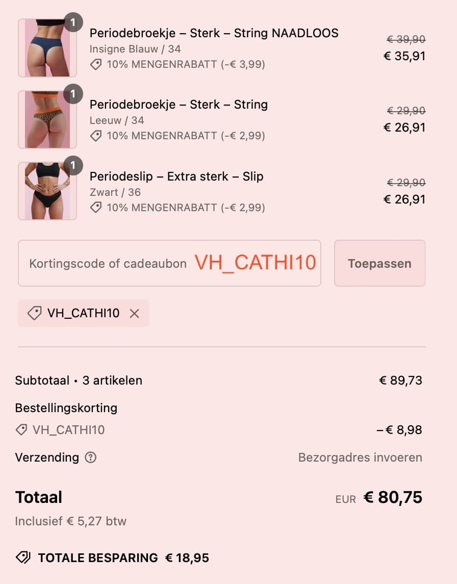 VH_CATHI10 10%-20% Discount The female Company Code Promo Nederlands