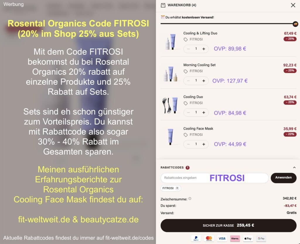 Cooling Face Mask Rosental Organics Code FITROSI 20% 25% 30% 40%