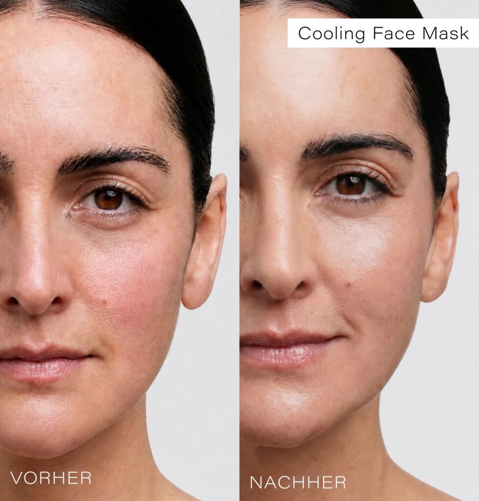 VORHER NACHHER Anwendung Anleitung Cooling Face Mask Rosental Organics Produkttest