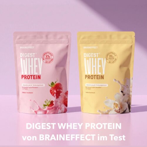Geschmackssorten Whey Digest Protein Pulver Erdbeere Vanille Braineffect Erfahrungen